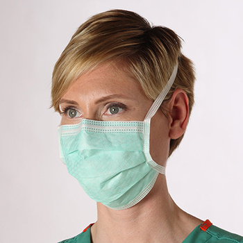 Laboratory technician wearing surgical mask