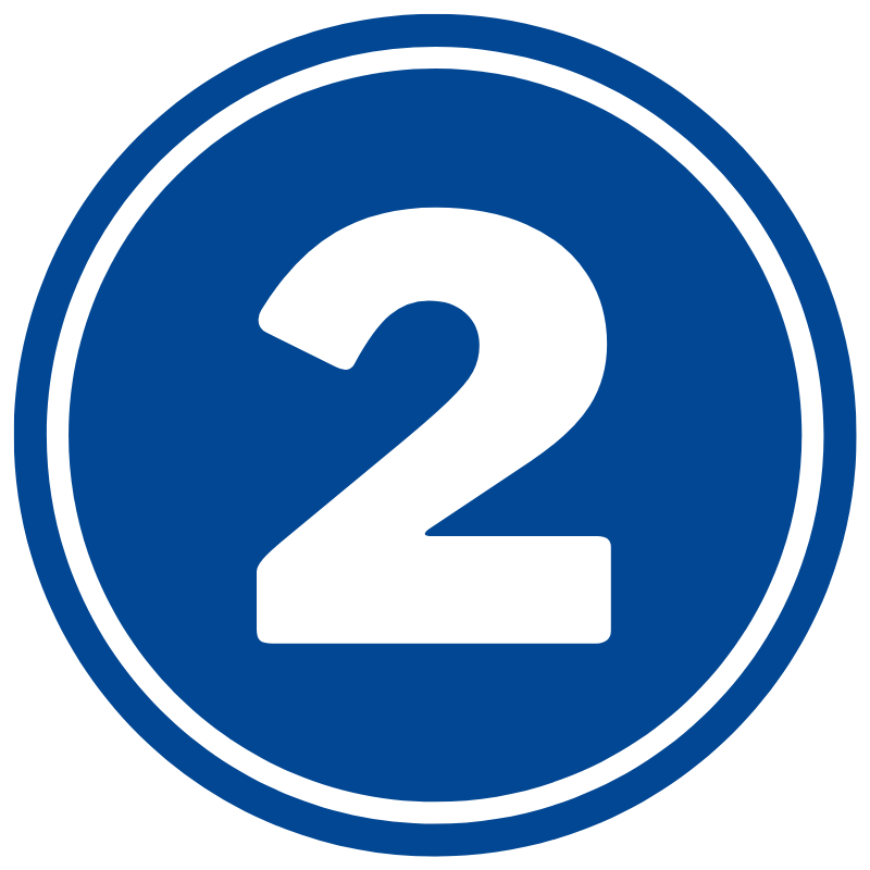 Blue number 2 circle icon