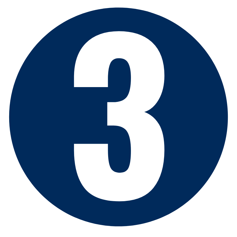 Blue number 3 circle icon