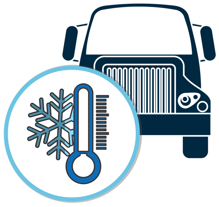 Transport truck and cold weather icons