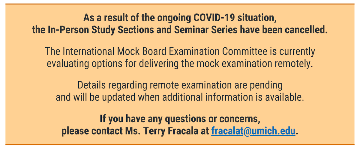 As a result of the ongoing COVID-19 situation, the In-Person Study Sections and Seminar Series have been cancelled.