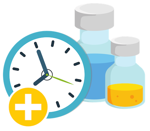 Expired drugs with additional clock icon