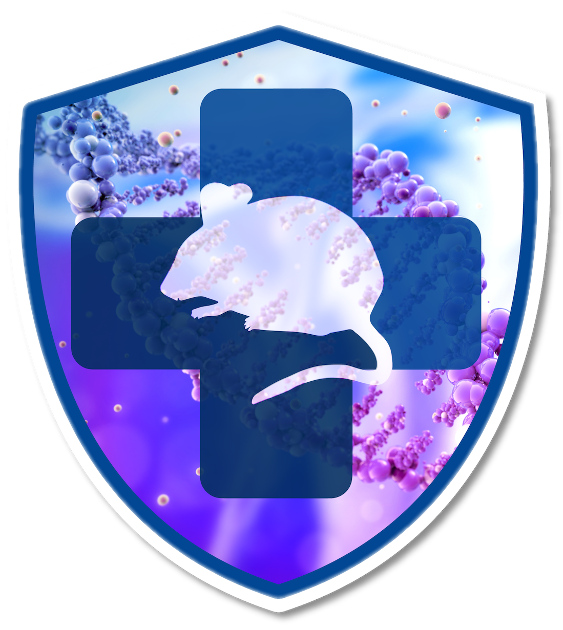 Shield icon with mouse and DNA strand
