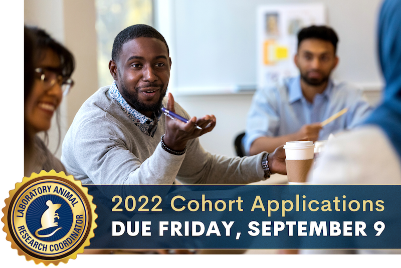 LARC certification emblem over image of staff members having discussion. 2022 LARCC Program Cohort Applications Due Friday, September 9