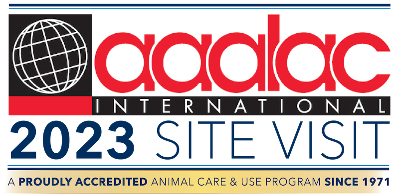 AAALAC 2023 Site Visit logo with text that reads "A proudly accredited Animal Care & Use Program since 1971"