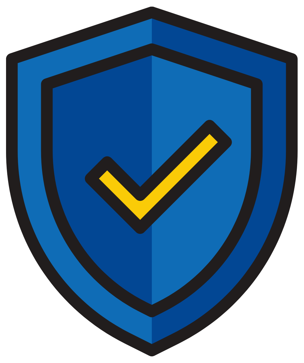 Blue and yellow shield icon