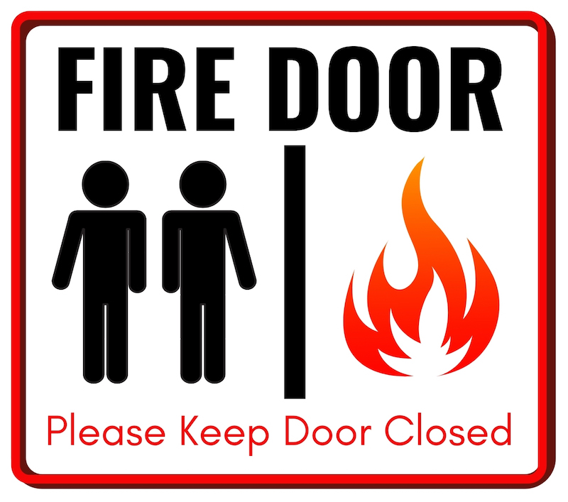 Sign indicating that fire door should be kept closed