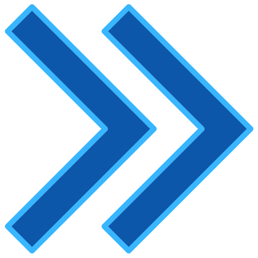 Double blue chevron arrows pointing to the right