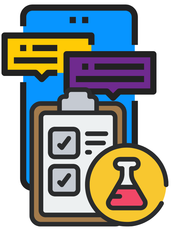 Phone conversation with hazards and safety checklist icon