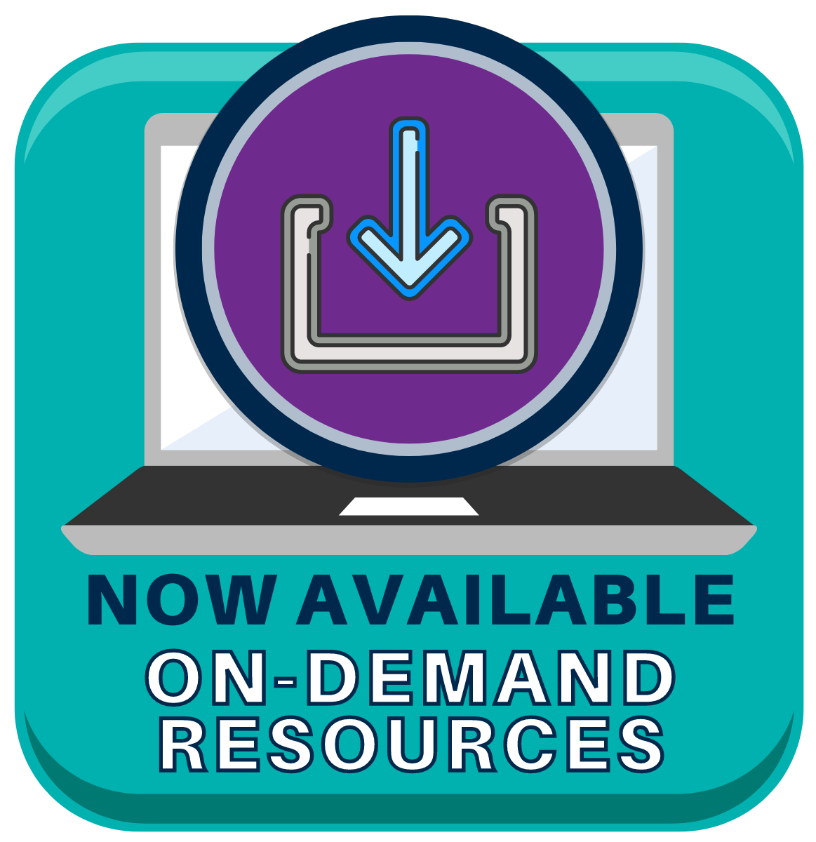Laptop and file download icon with text reading Now Available: On-Demand Resources from Fall 2022 Vet Check-In Meetings