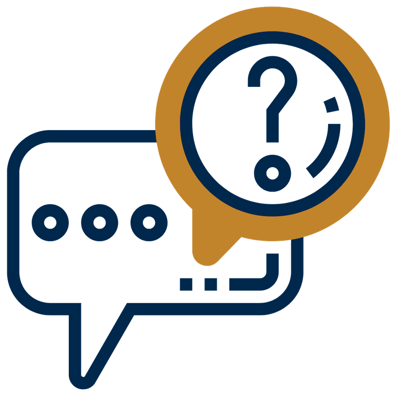 Blue and gold question and answer icon