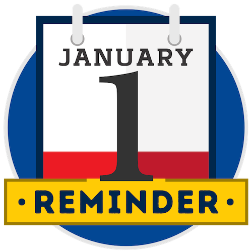 January 1 calendar reminder icon