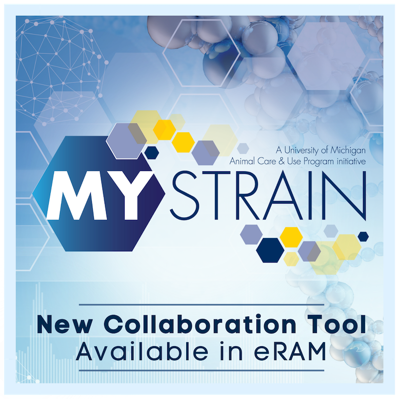 My Strain logo with New Collaboration Tool Available in eRAM text over image of DNA strand