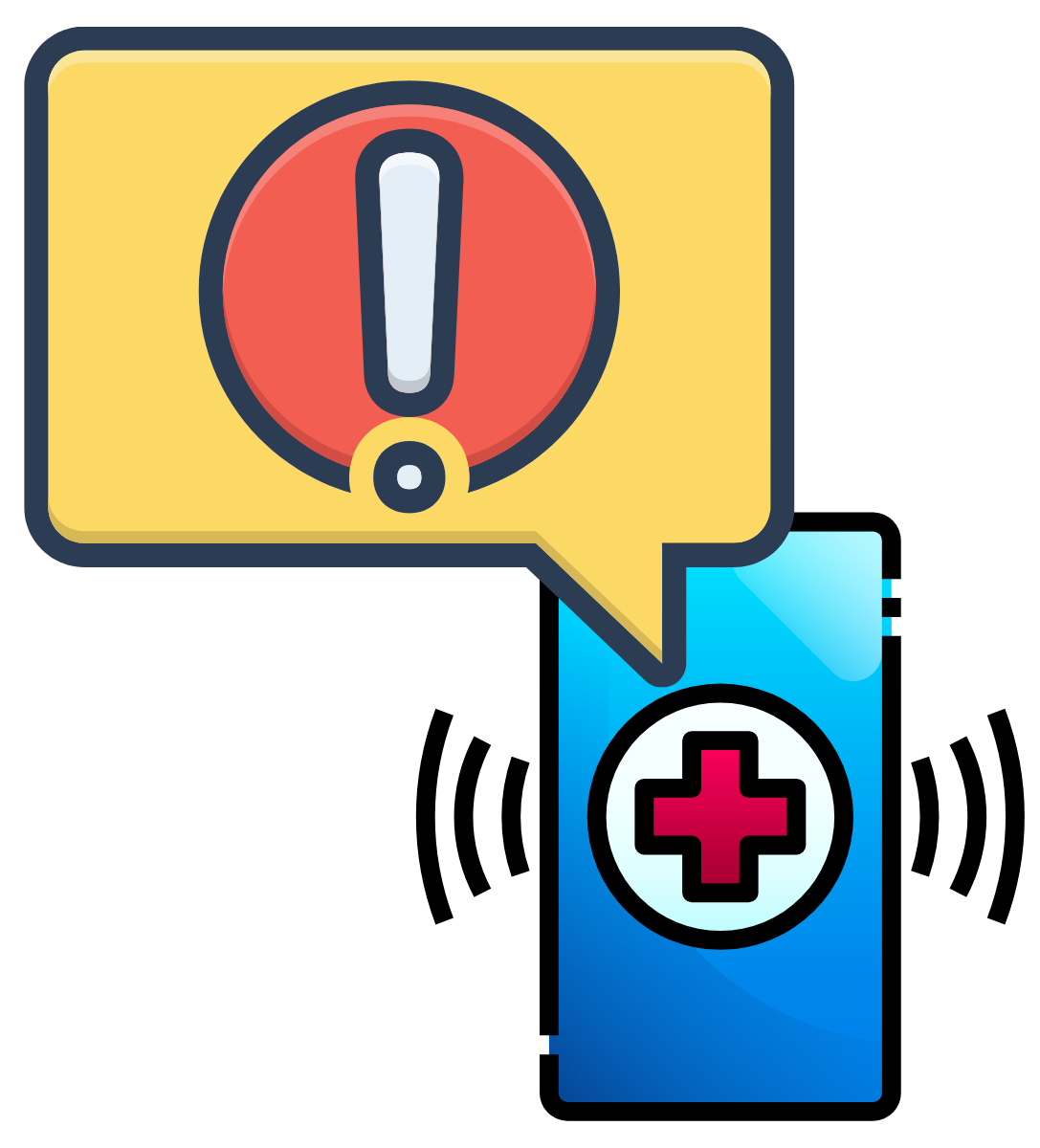 Phone with health symbol showing warning icon