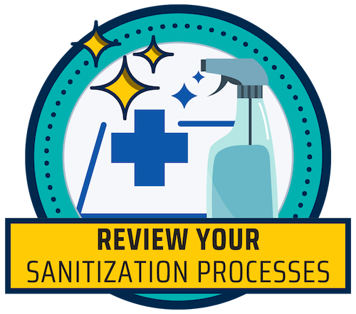 Reminder icon to Review Your Lab's Sanitization Processes