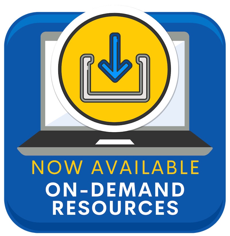 Laptop and file download icon with text reading Now Available: On-Demand Resources from Winter 2022 Vet Check-In Meetings