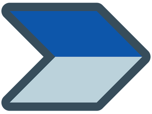 Blue and grey chevron arrow