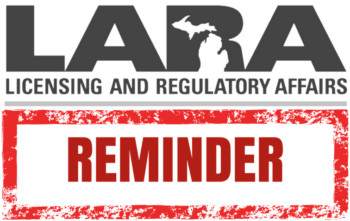 Licensing and Regulatory Affairs logo with reminder icon