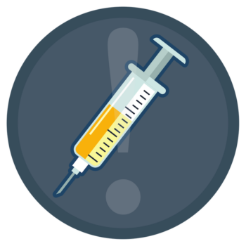 Blue dangerous needlestick icon