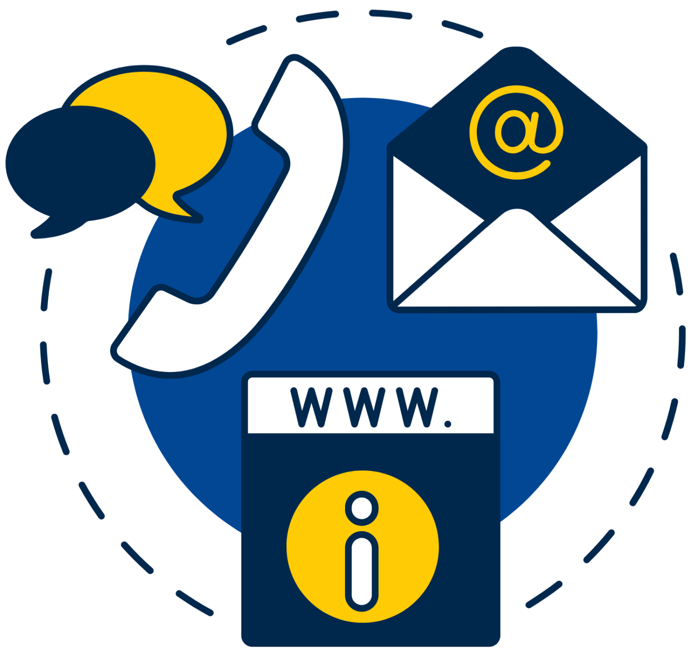 Phone email and website contact us icon