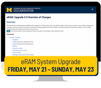 Computer screen showing eRAM Upgrade 5.0 Overview of Changes