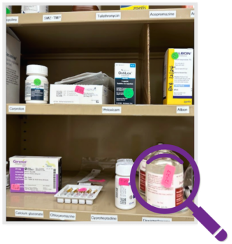 Picture of veterinary drugs and materials clearly labeled with expiration dates