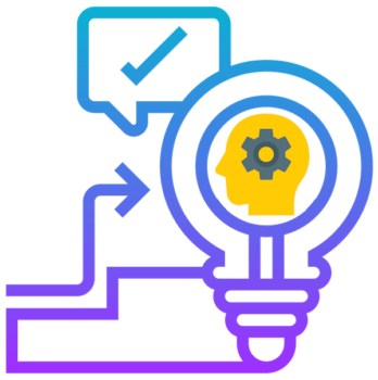 Escalation process icon with lightbulb