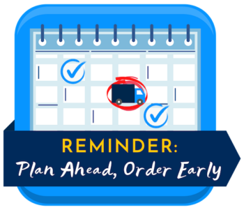 Calendar icon with reminder to plan ahead for animal delivery dates