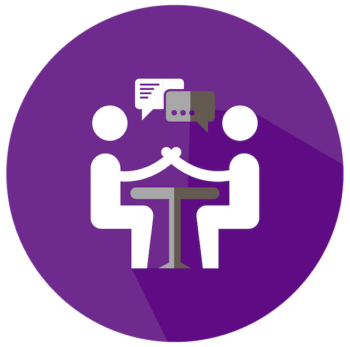 Purple QA teamwork icon
