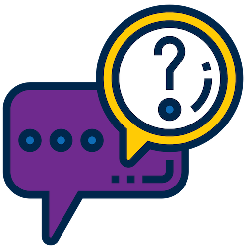 Purple and maize question and answer icon