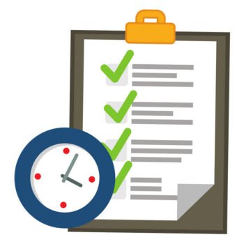 Icon showing clock and inventory checklist