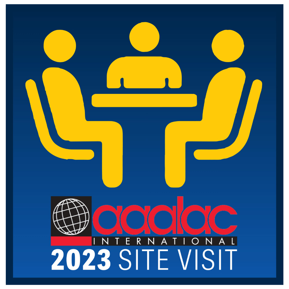 Icon of people sitting around meeting table with AAALAC 2023 Site Visit logo underneath