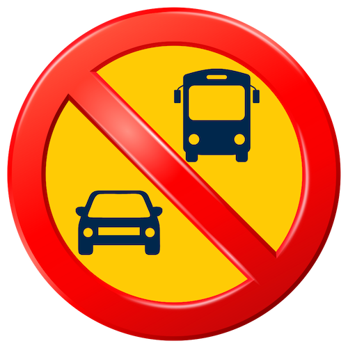 Personal vehicle and public transportation prohibited icon