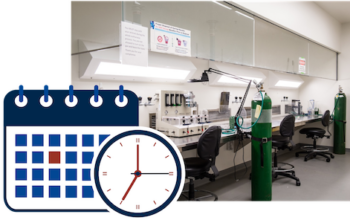 Anesthetic machine room with calendar and clock icon