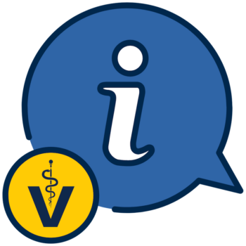 Veterinary caduceus and information bubble icon