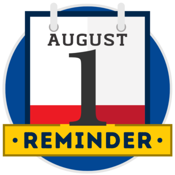 August 1 calendar reminder icon