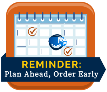 Calendar icon with reminder to plan ahead for animal delivery dates