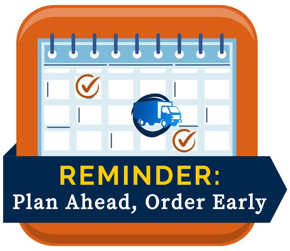 Calendar icon with reminder to plan ahead for animal delivery dates