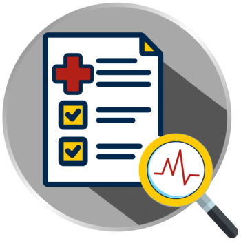 Animal health monitoring form with magnifying glass icon