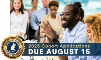 LARC certification emblem over stock image of staff members having discussion. 2025 LARCC Program Cohort Applications Due Friday, August 15