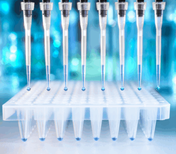 Picture of pipettes with blue background