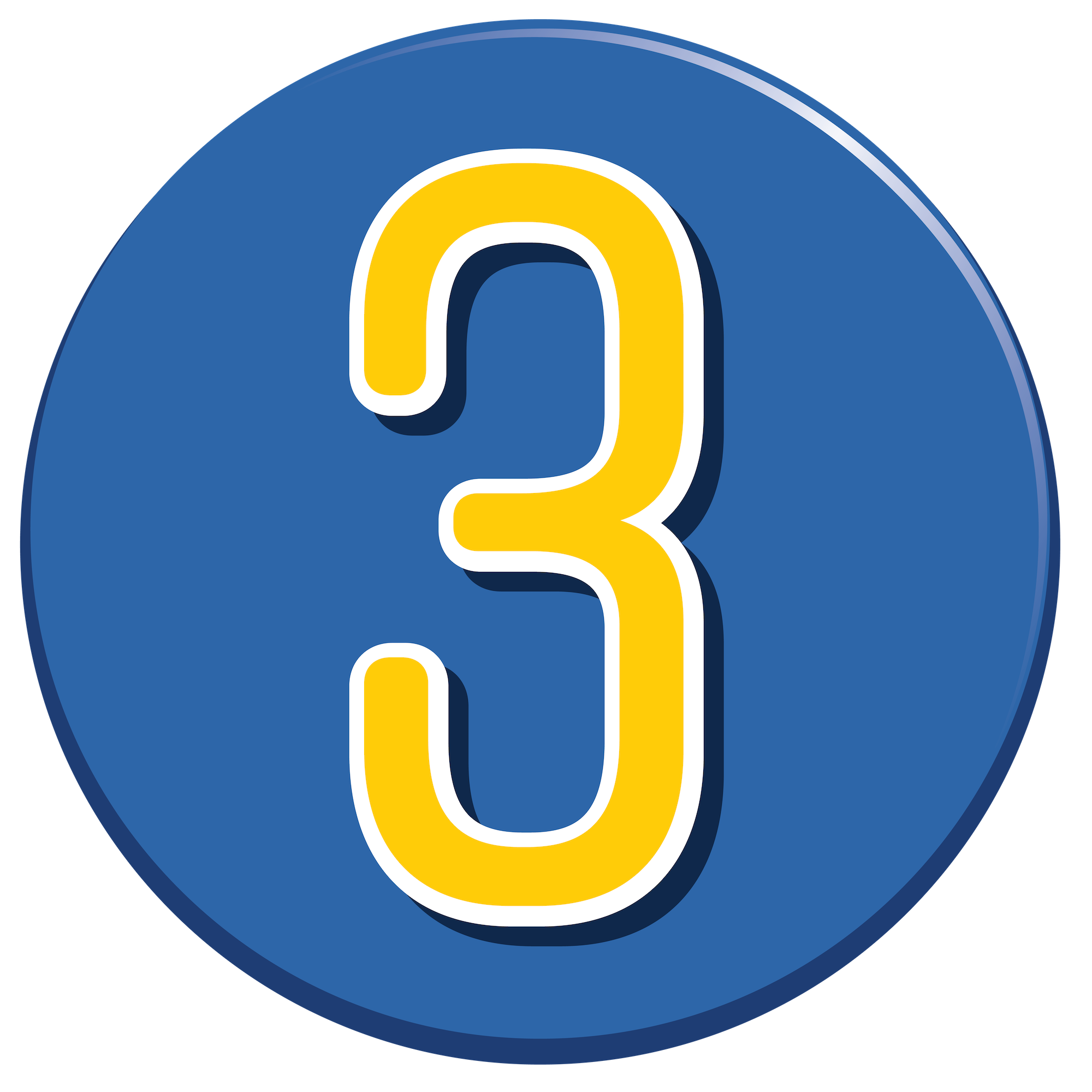 Round number 3 icon