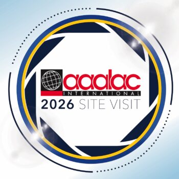 AAALAC 2026 Site Visit logo with focal camera lens icon