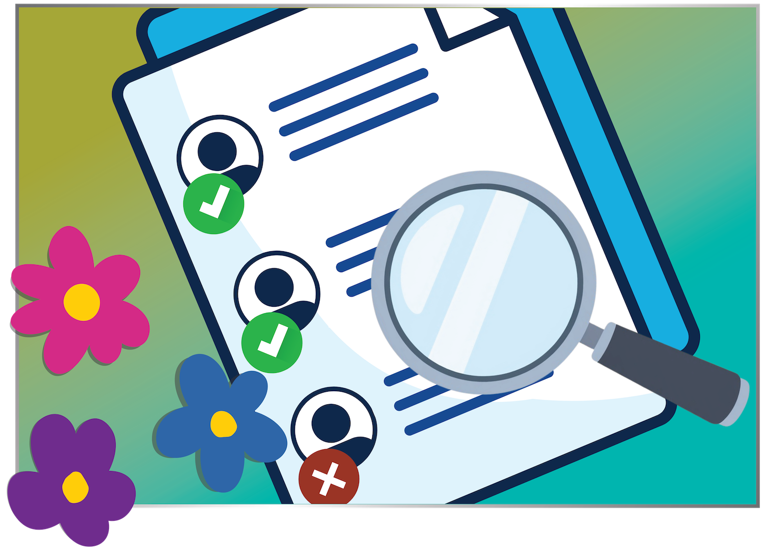 Protocol document icon with spring flowers