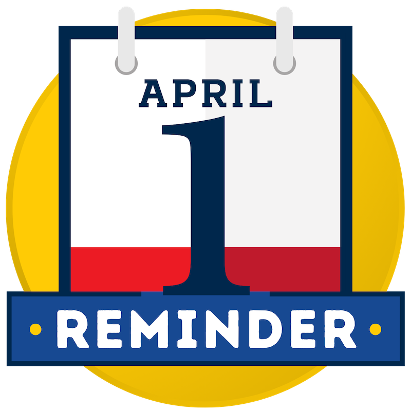 April 1 calendar reminder icon