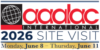 AAALAC 2026 Site Visit logo with focal camera lens icon