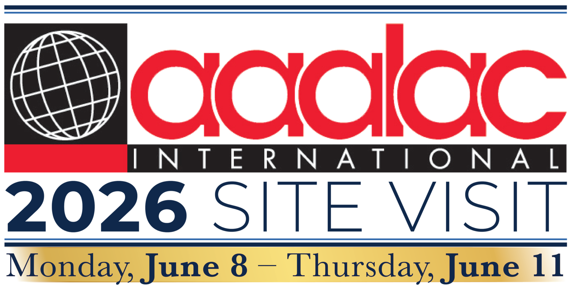 AAALAC 2026 Site Visit logo with focal camera lens icon