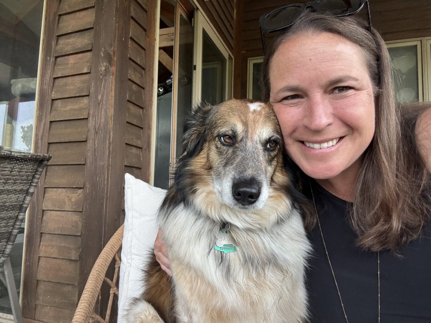 Kate clifton hugging dog