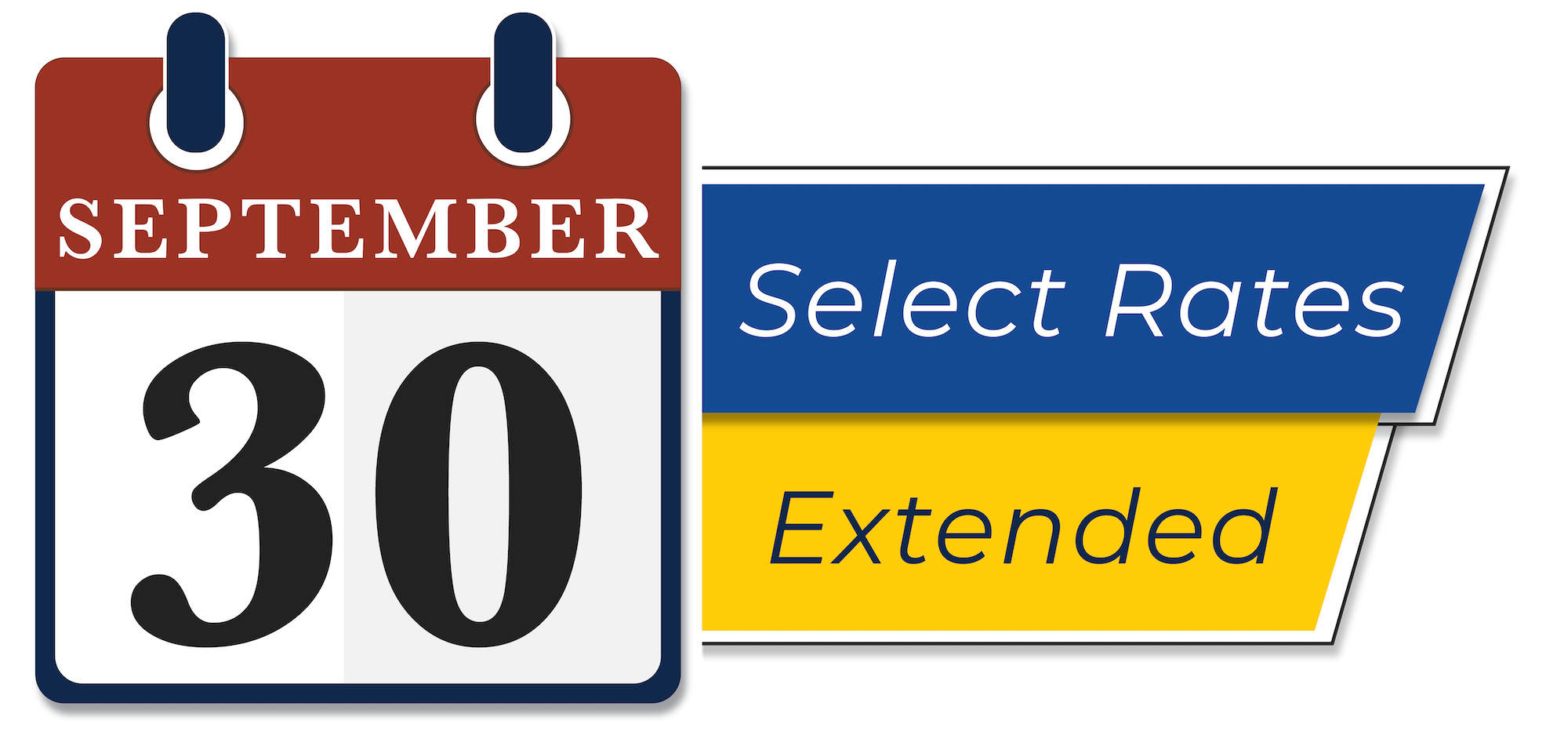September 30 calendar icon with Select Rates Extended text banner